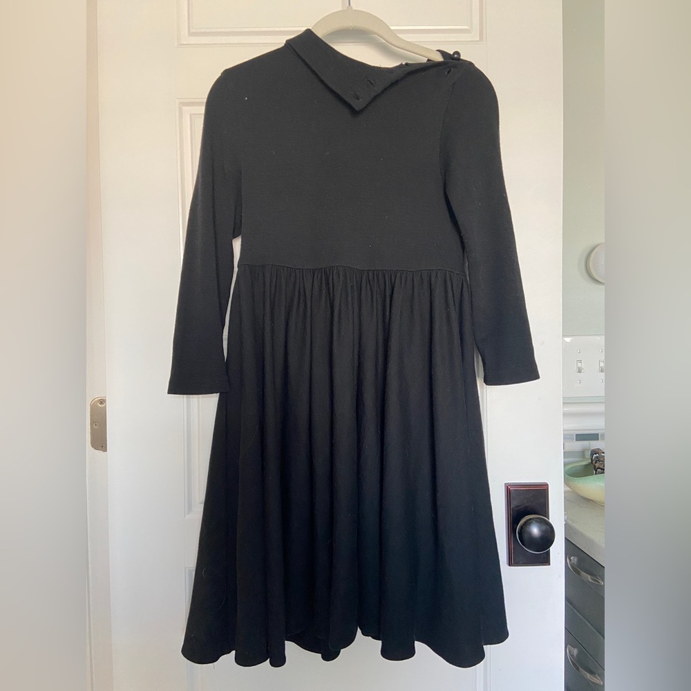 Milly Black Babydoll Wool Dress with Buttons